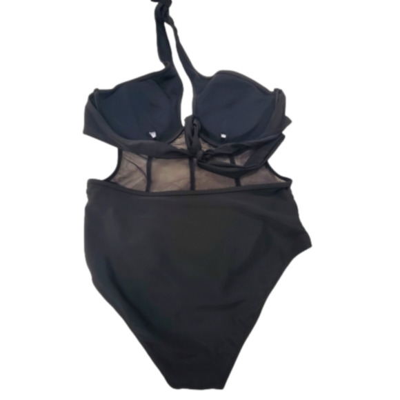 BLACK Halter One Piece Swimsuit - Sz XL - Picture 3 of 5